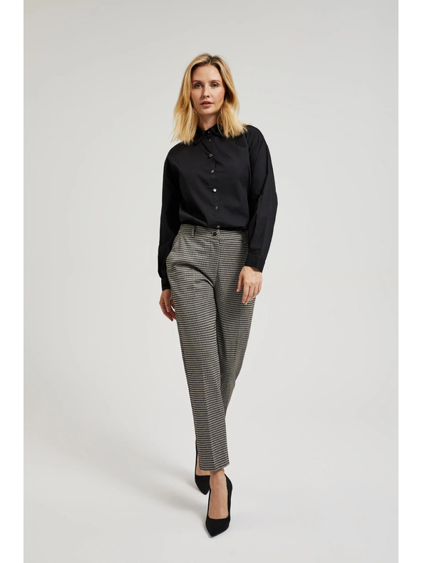 Moodo Elegantne bež hlače u pepito uzorku Moodo