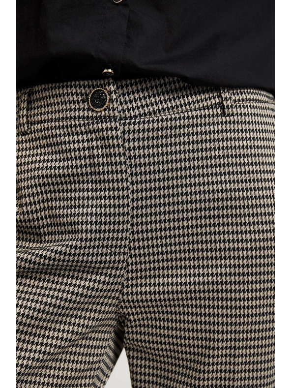 Moodo Elegantne bež hlače u pepito uzorku Moodo