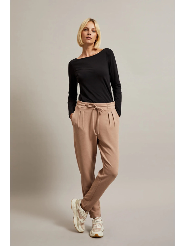 Moodo Bež hlače sa vezivanjem Moodo
