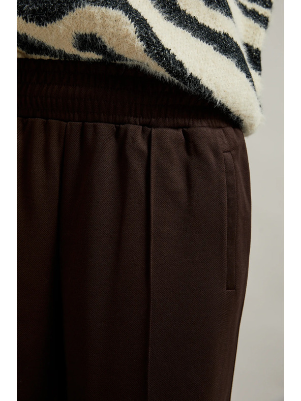 Moodo Smeđe hlače širokih nogavica s gumicom u struku Moodo