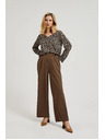 Moodo Bež hlače širokih nogavica s gumbima Moodo