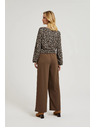 Moodo Bež hlače širokih nogavica s gumbima Moodo