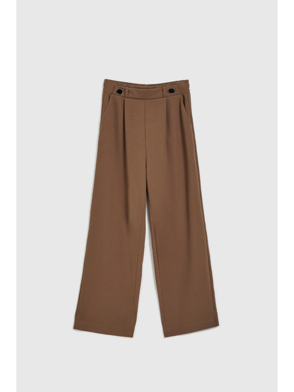 Moodo Bež hlače širokih nogavica s gumbima Moodo