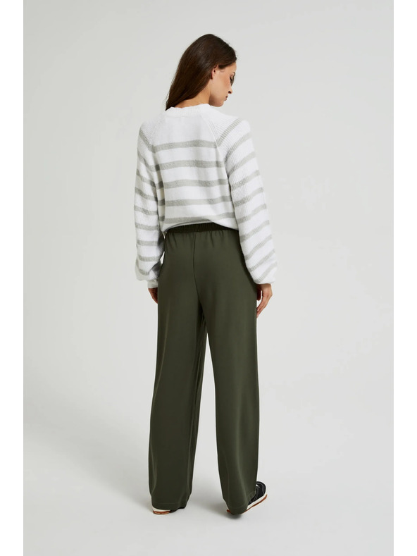 Moodo Maslinaste hlače širokih nogavica s gumbima Moodo