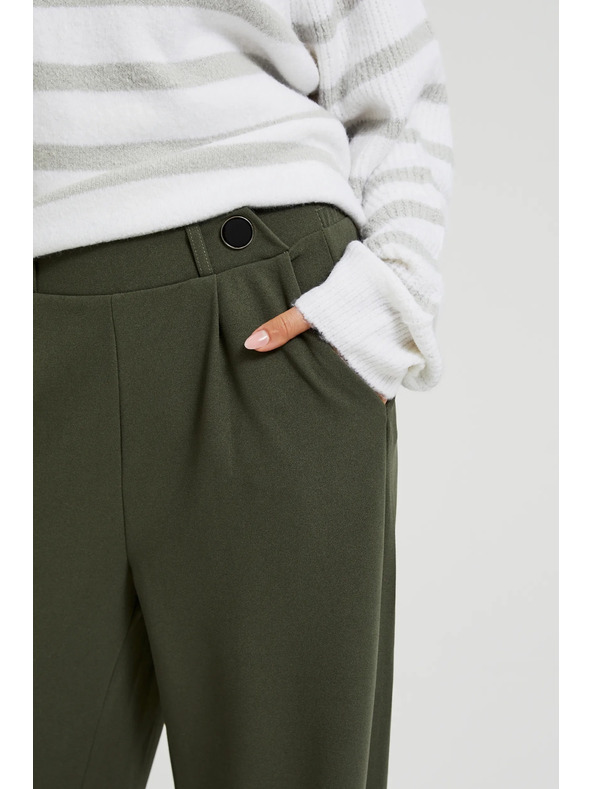 Moodo Maslinaste hlače širokih nogavica s gumbima Moodo
