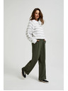 Moodo Maslinaste hlače širokih nogavica s gumbima Moodo