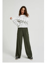 Moodo Maslinaste hlače širokih nogavica s gumbima Moodo