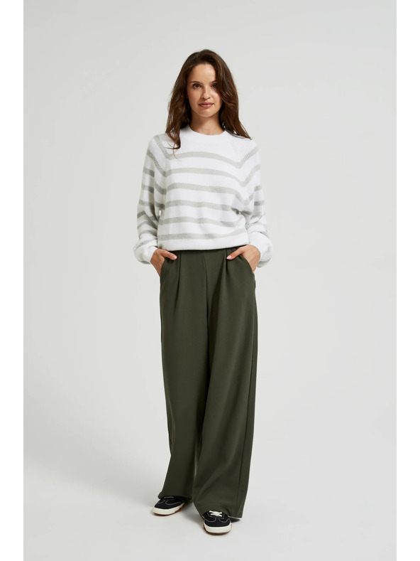 Moodo Maslinaste hlače širokih nogavica s gumbima Moodo