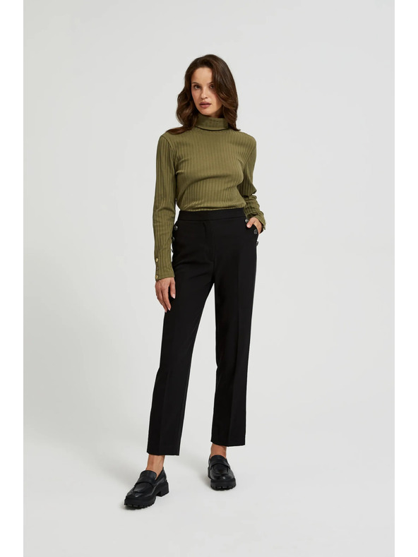 Moodo Crne hlače s dekorativnim gumbima na džepovima Moodo