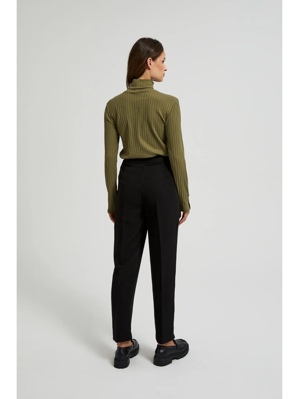 Moodo Crne hlače s dekorativnim gumbima na džepovima Moodo