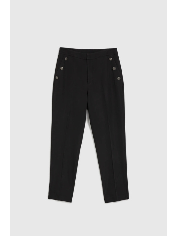 Moodo Crne hlače s dekorativnim gumbima na džepovima Moodo