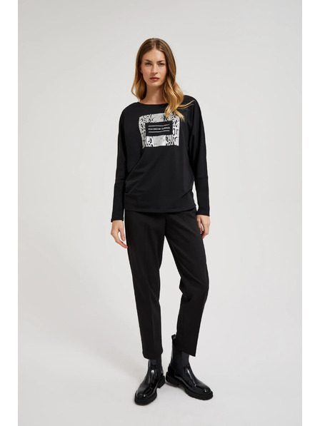 Moodo Glatke crne hlače do ruba Moodo