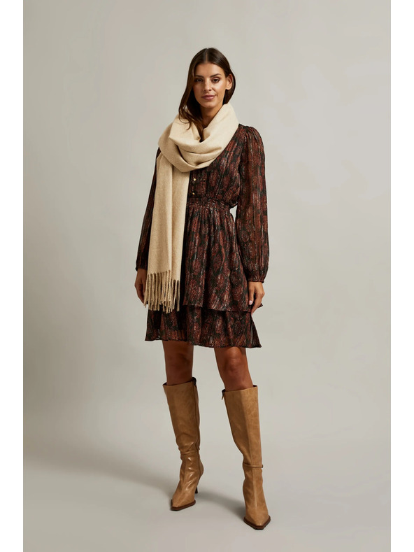 Moodo Glatki bež šal s resicama Moodo