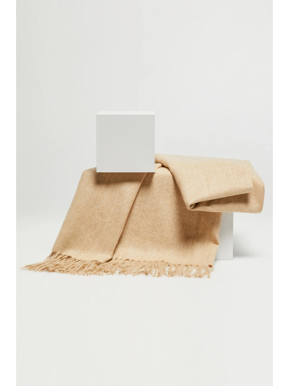 Moodo Glatki bež šal s resicama Moodo