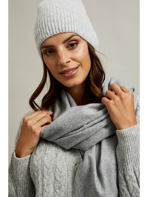 Moodo Glatki svijetlosivi šal s resicama Moodo