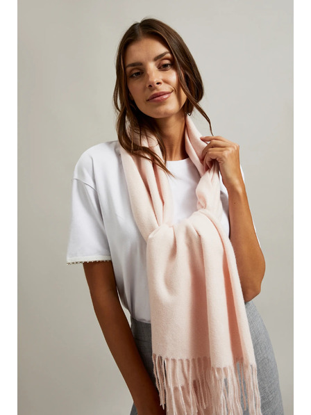 Moodo Glatki ružasti šal s resicama Moodo