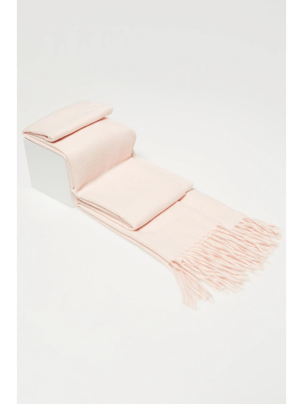 Moodo Glatki ružasti šal s resicama Moodo