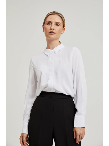 Moodo Bijela viskozna košulja s ovratnikom Moodo
