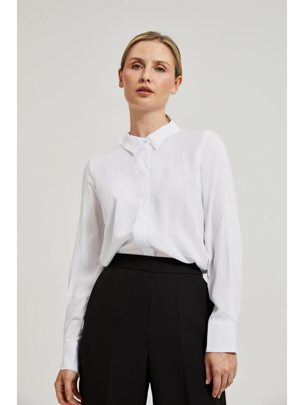 Moodo Bijela viskozna košulja s ovratnikom Moodo