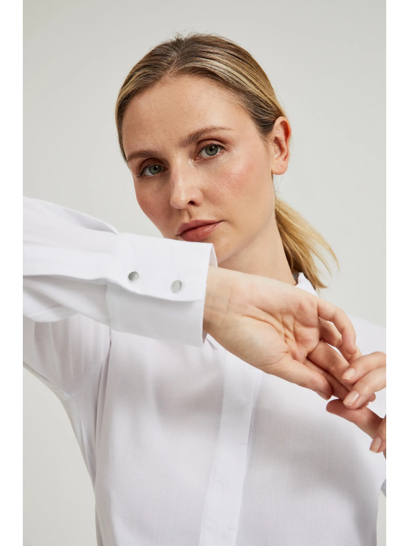Moodo Bijela viskozna košulja s ovratnikom Moodo
