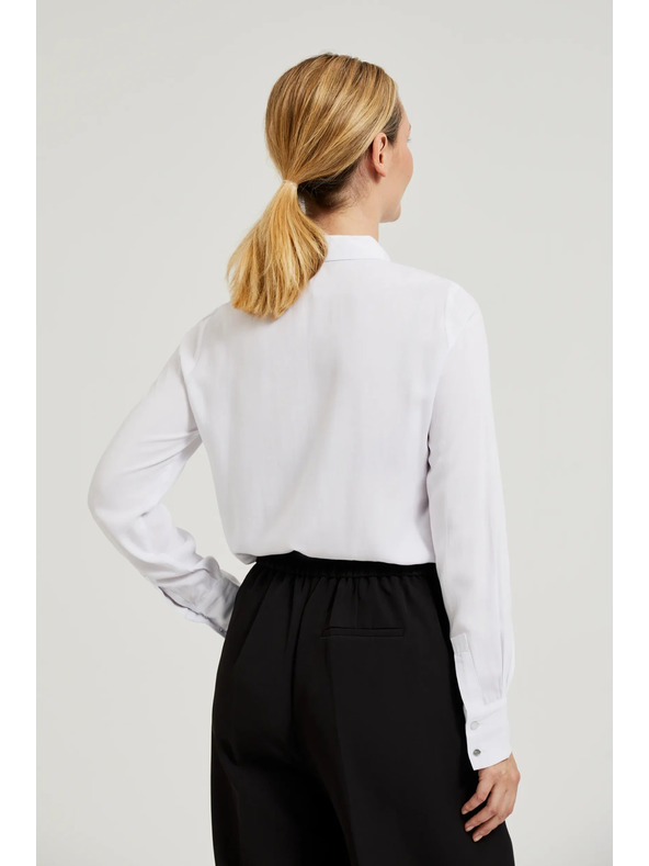 Moodo Bijela viskozna košulja s ovratnikom Moodo