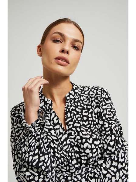 Moodo Crna V-izrez košulja bez ovratnika Moodo