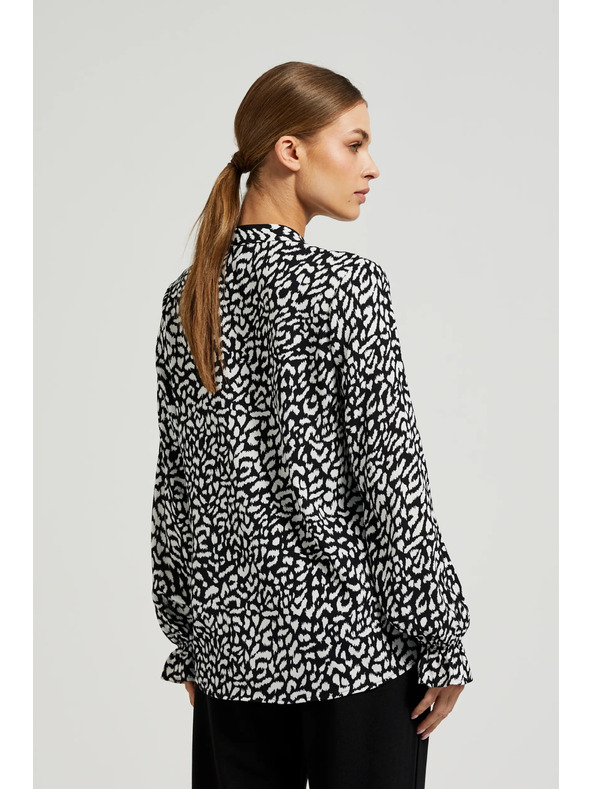 Moodo Crna V-izrez košulja bez ovratnika Moodo