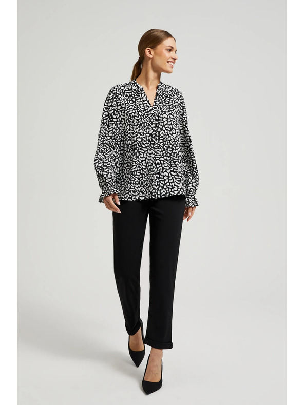 Moodo Crna V-izrez košulja bez ovratnika Moodo