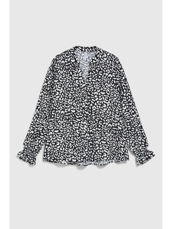 Moodo Crna V-izrez košulja bez ovratnika Moodo