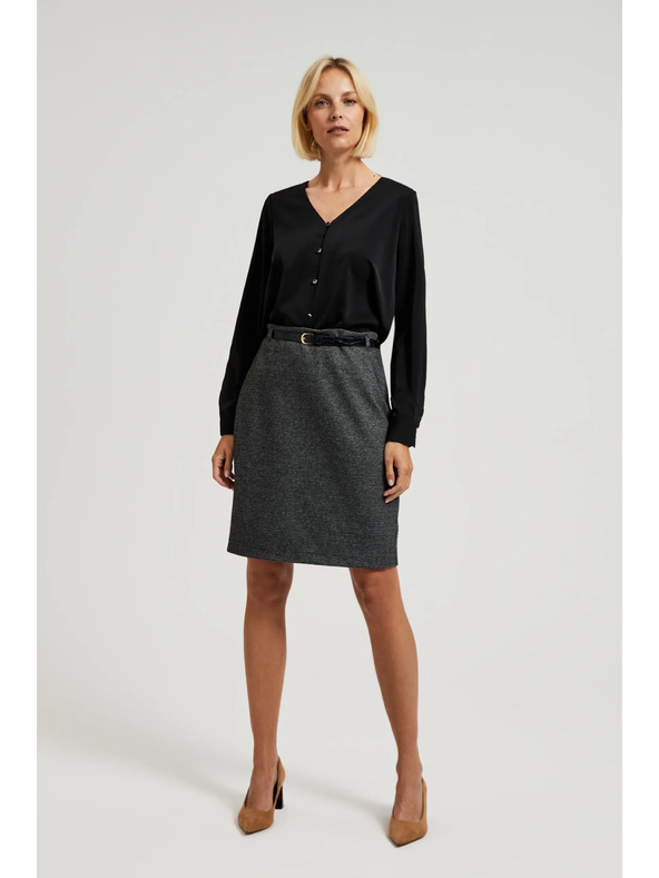 Moodo Glatka crna košulja s dekorativnim gumbima Moodo