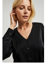 Moodo Glatka crna košulja s dekorativnim gumbima Moodo