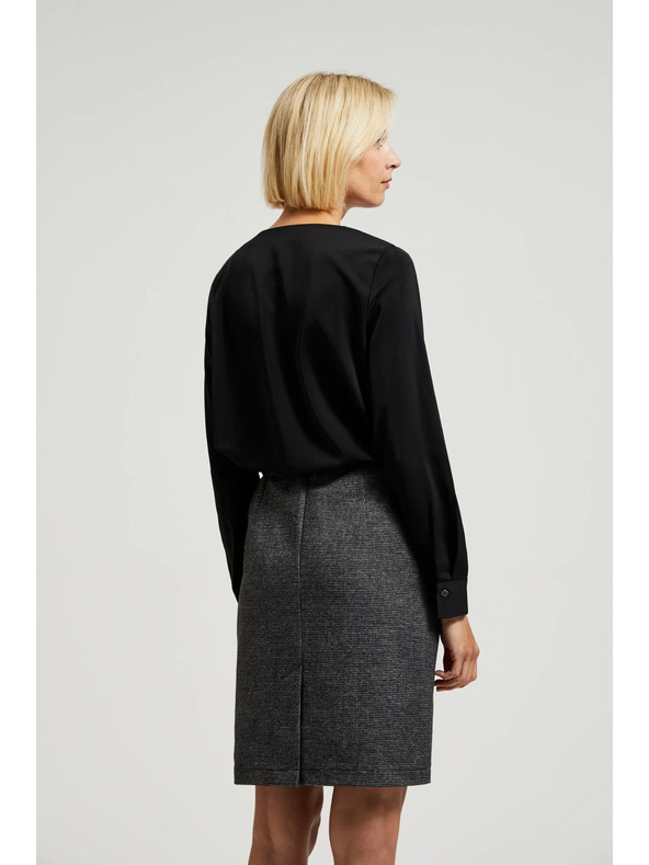 Moodo Glatka crna košulja s dekorativnim gumbima Moodo