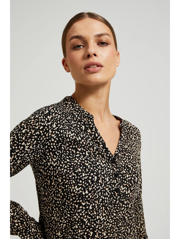 Moodo Prugasta košulja s dugim rukavima crna Moodo