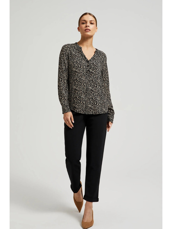 Moodo Prugasta košulja s dugim rukavima crna Moodo