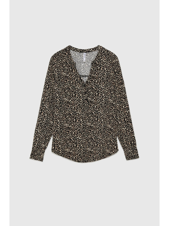 Moodo Prugasta košulja s dugim rukavima crna Moodo