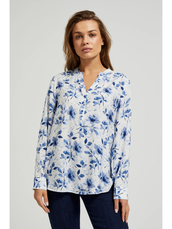 Moodo Bijela košulja s cvjetnim printom i dugim rukavima Moodo