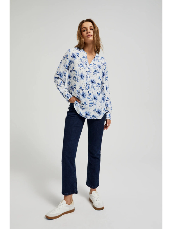 Moodo Bijela košulja s cvjetnim printom i dugim rukavima Moodo