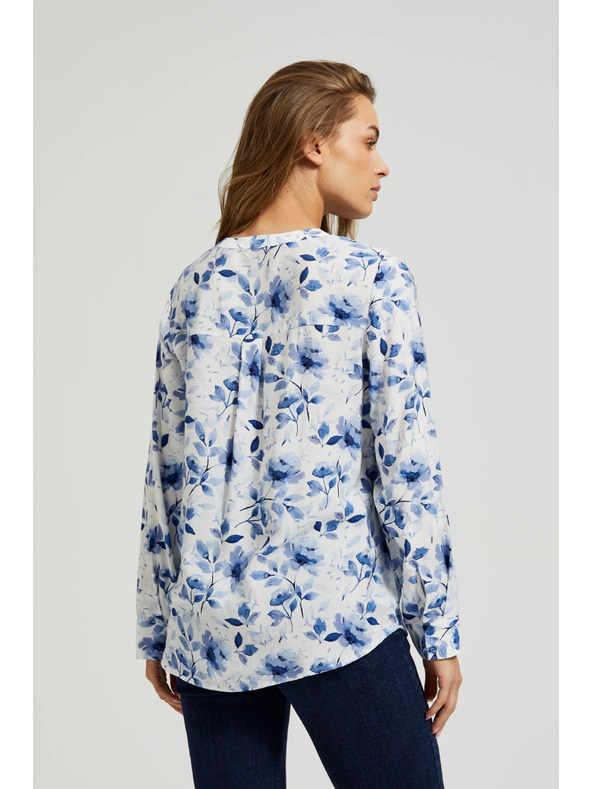 Moodo Bijela košulja s cvjetnim printom i dugim rukavima Moodo