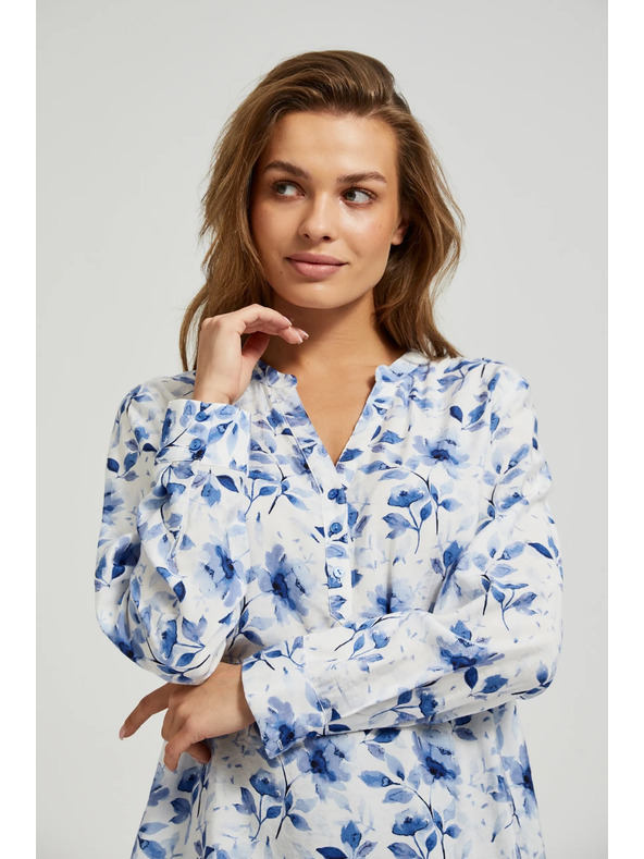 Moodo Bijela košulja s cvjetnim printom i dugim rukavima Moodo