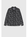 Moodo Crna košulja s uzorkom i ovratnikom Moodo