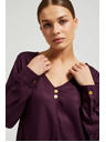 Moodo Ljubičasta košulja s V-izrezom i dekorativnim gumbima Moodo