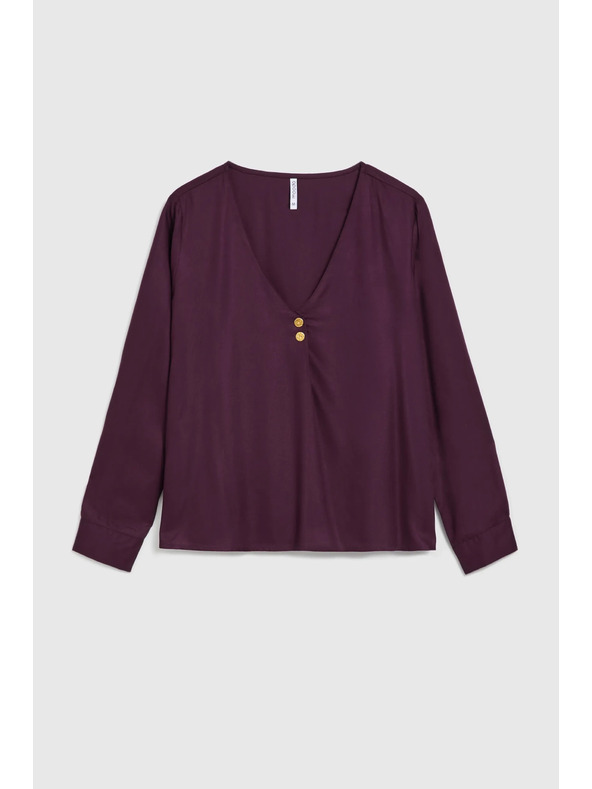 Moodo Ljubičasta košulja s V-izrezom i dekorativnim gumbima Moodo