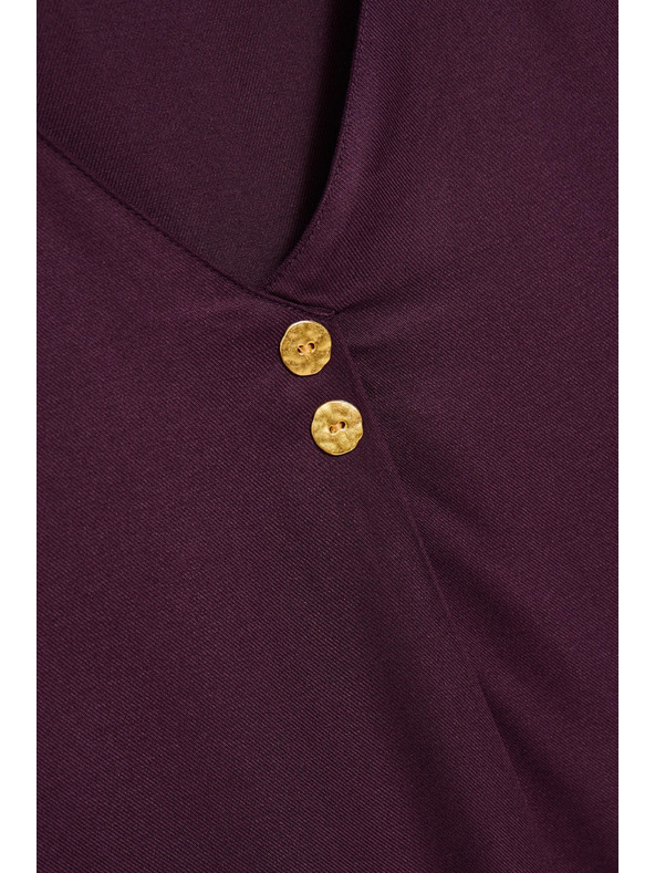 Moodo Ljubičasta košulja s V-izrezom i dekorativnim gumbima Moodo