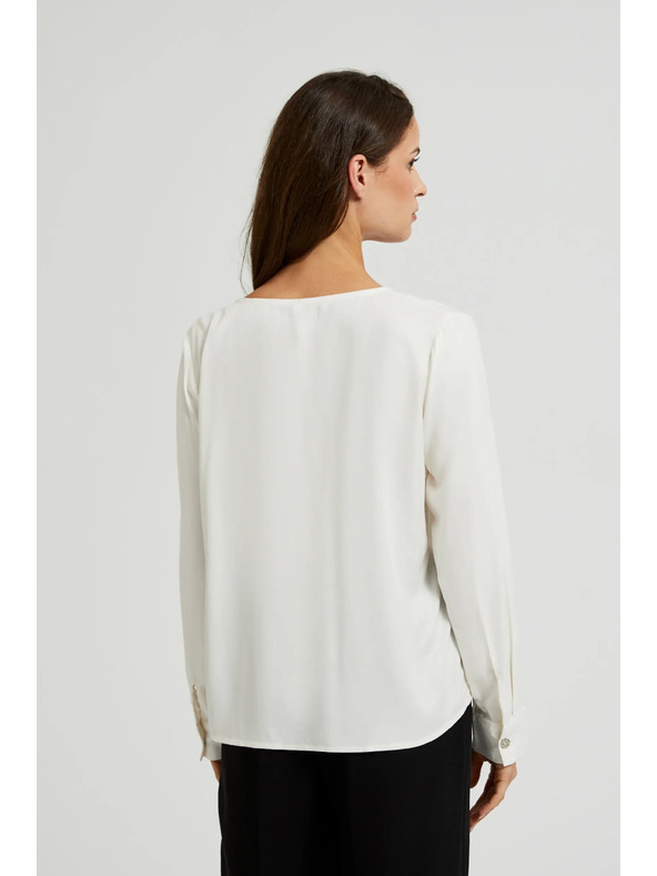 Moodo Bijela košulja s V-izrezom i dekorativnim gumbima Moodo