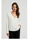 Moodo Bijela košulja s V-izrezom i dekorativnim gumbima Moodo
