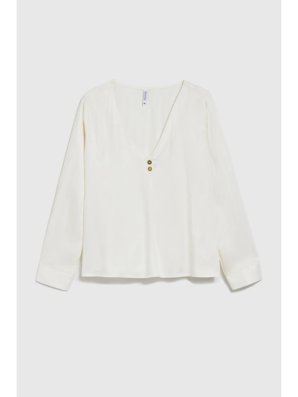Moodo Bijela košulja s V-izrezom i dekorativnim gumbima Moodo