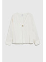 Moodo Bijela košulja s V-izrezom i dekorativnim gumbima Moodo
