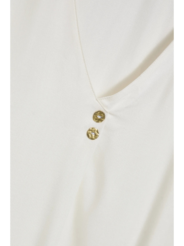 Moodo Bijela košulja s V-izrezom i dekorativnim gumbima Moodo