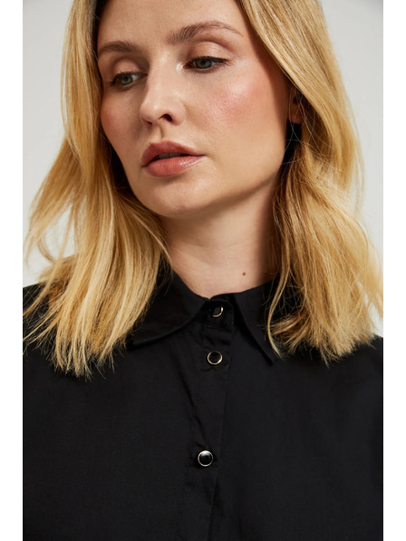 Moodo Glatka crna košulja s dugim rukavom Moodo