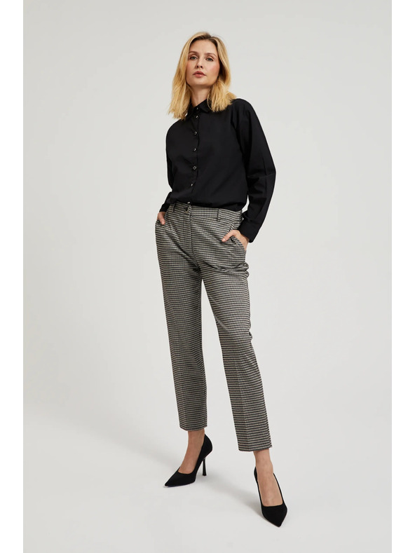 Moodo Glatka crna košulja s dugim rukavom Moodo